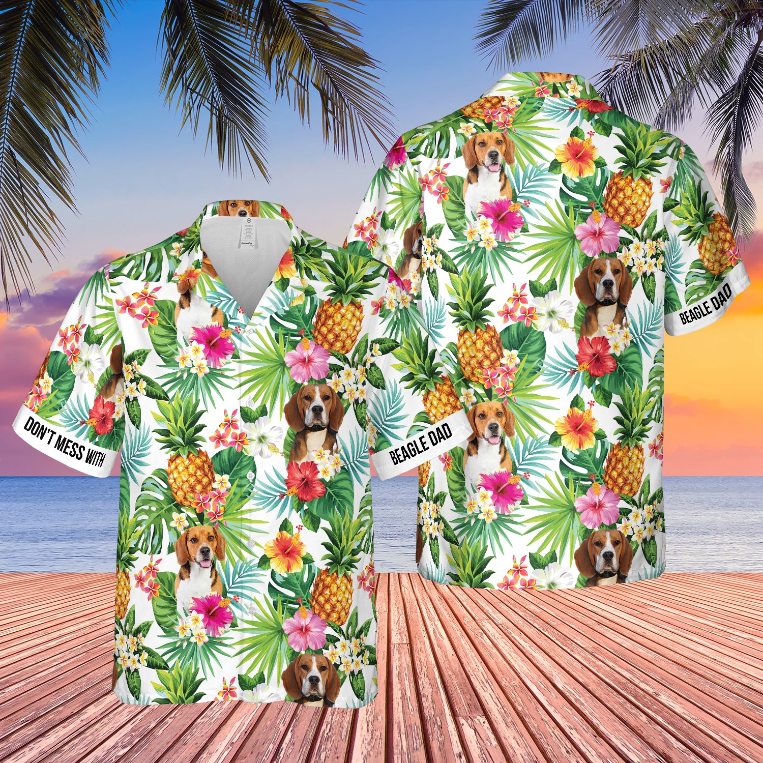 Mess With Beagle Dad Pineapple Tropical Hawaii Shirt Ha49384