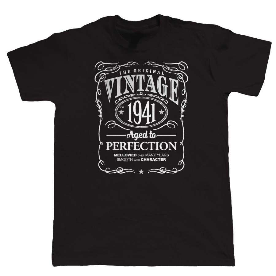 Vintage 1941 Aged To Perfection Mens Fashion Casual T-Shirt Round Neck Short Sleeves T Shirt Cool Tops Clothing