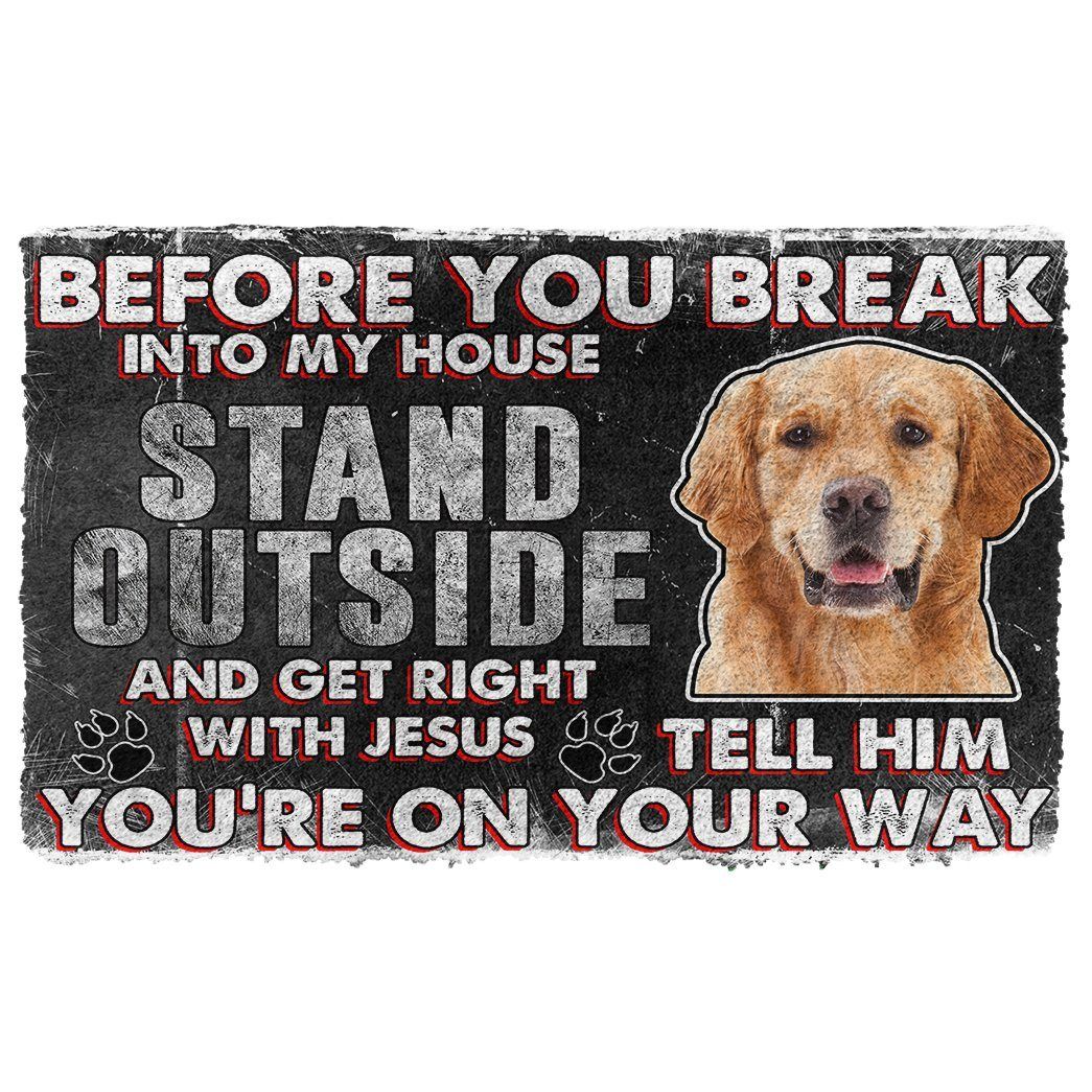 Gearhumans 3D Golden Retriever Before You Break Into My House Custom Doormat