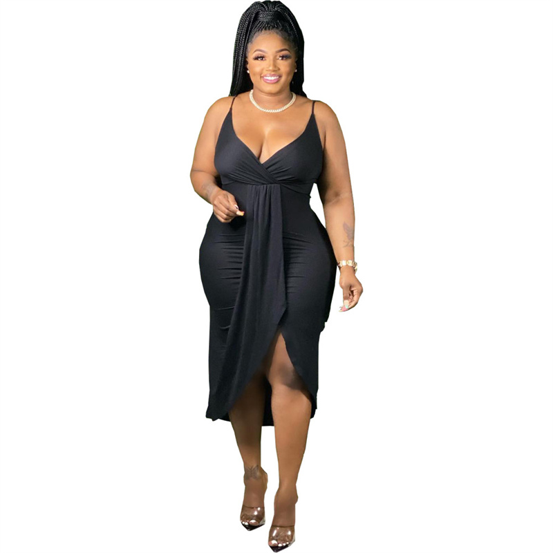 Wmstar Plus Size Women Dresses Summer Clothing Sexy Bodycon Stretch Sling Solid Maxi Party Dress 2022 Wholesale Dropshipping alx