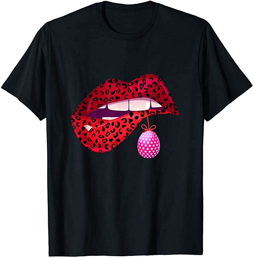 Red Lips Sexy Easter Leopard EGG Easter Day T-Shirt