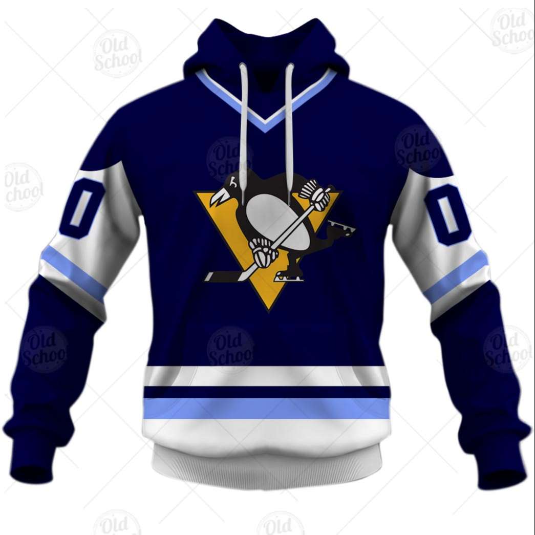 Personalized Vintage Pittsburgh Penguins Navy Blue Jersey Personalize Hoodie