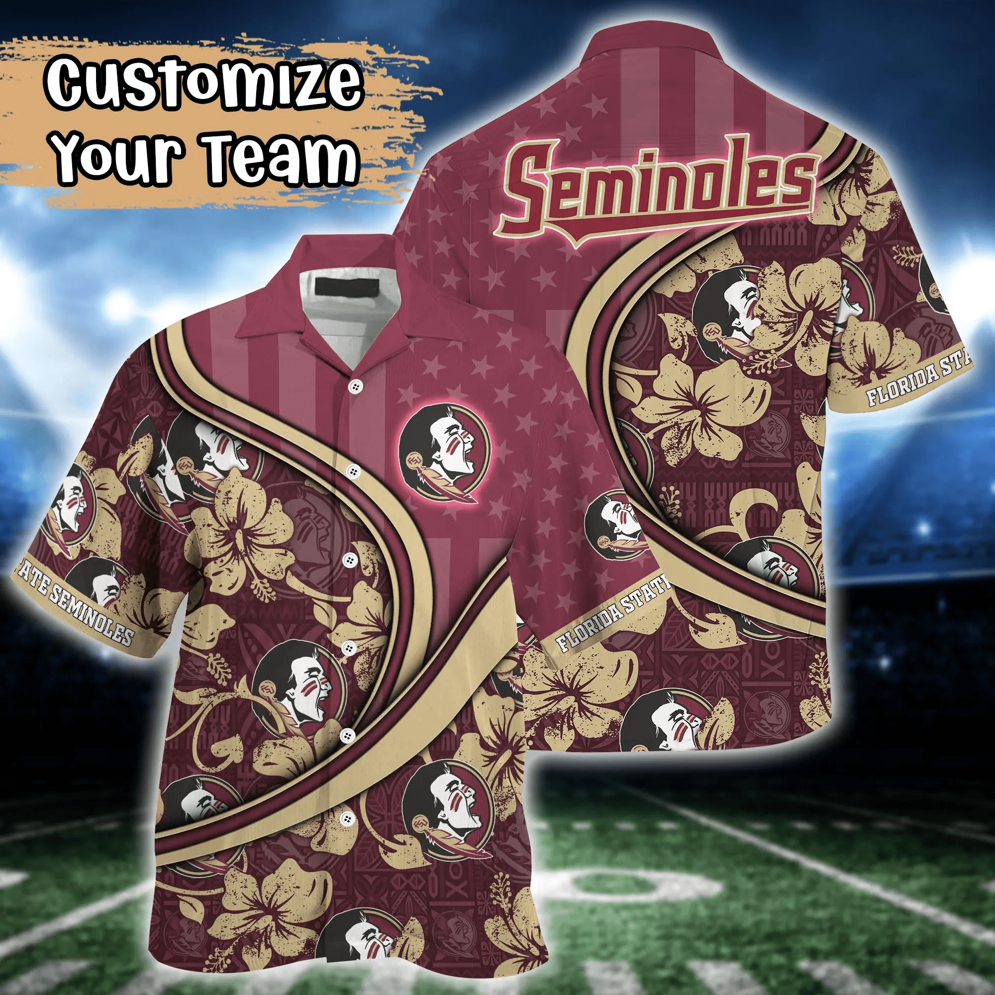 Florida State Seminoles NCCA Us Flag Hawaiian Shirt Custom Summer Aloha Shirt