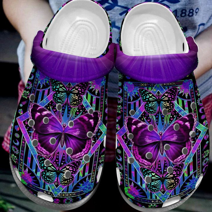 Mom And Daughter Butterfly Shoes Colorful Butterfly Crocs Clogs