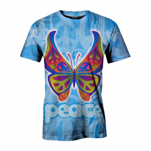 Hippie Butterfly Peace 3D All Over Printed Shirts For Men And Women, Gift For Hippie Lover, Hippie Soul