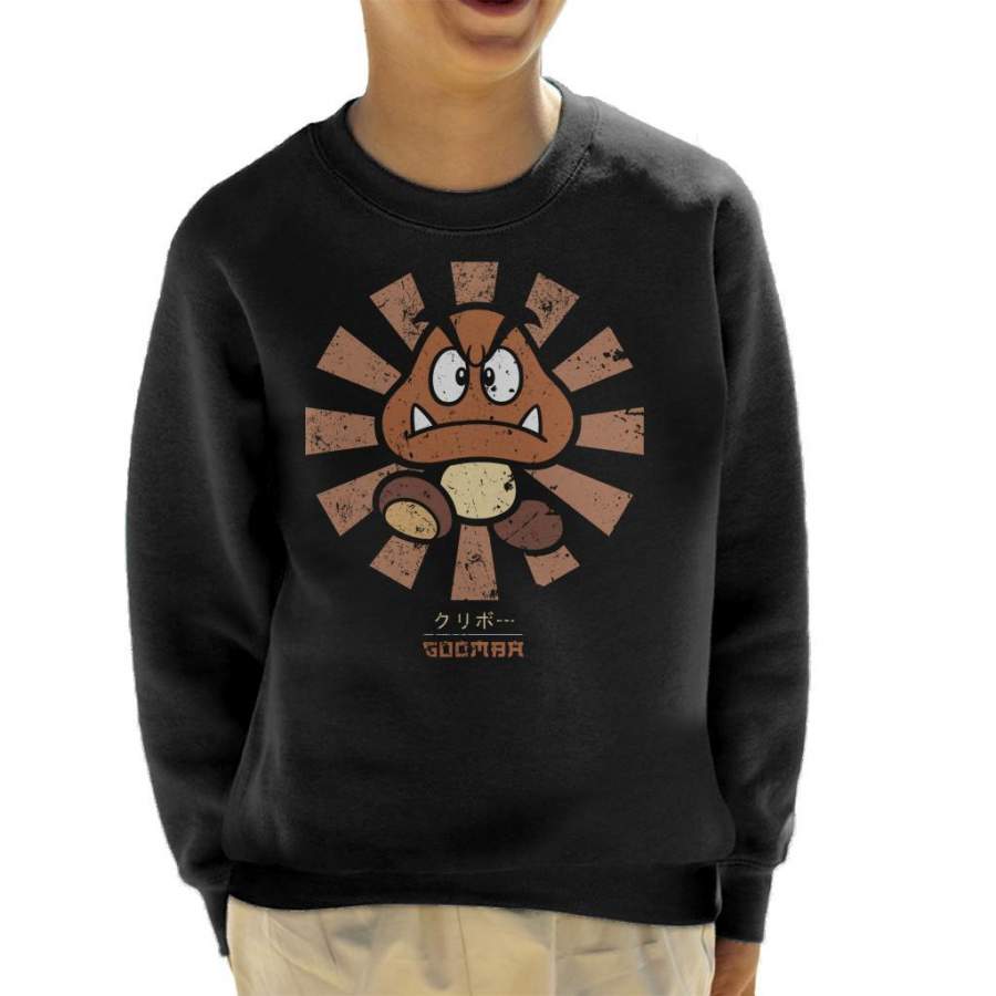 Goomba Retro Japanese Super Mario Kid’s Sweatshirt