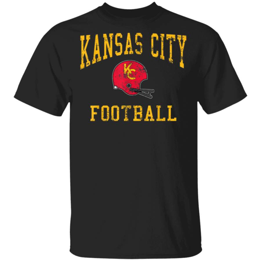 Vintage Kansas City Football OldSchool Retro KC Helmet TShirt