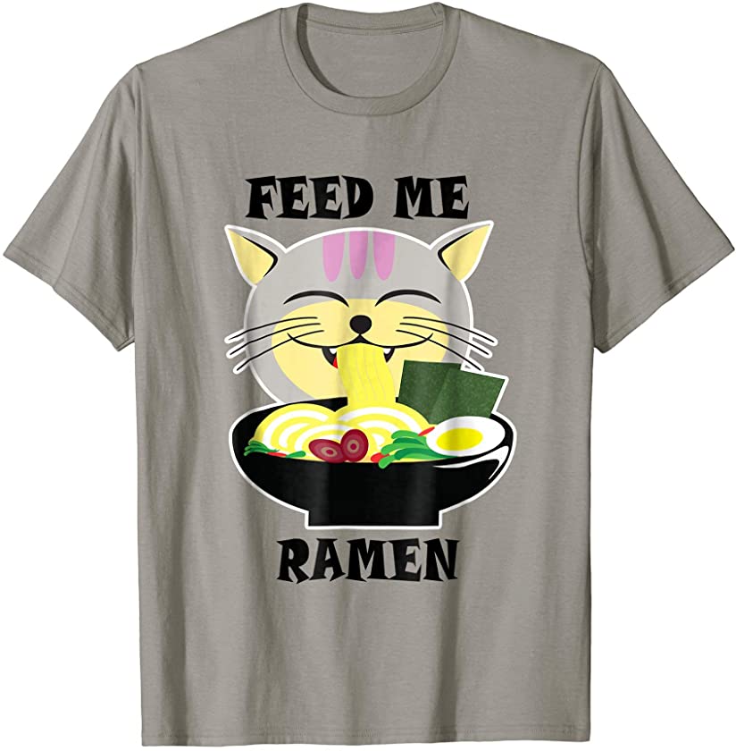 Anime Cat T-Shirt | Feed Me Ramen Kawaii Japanese Kitten