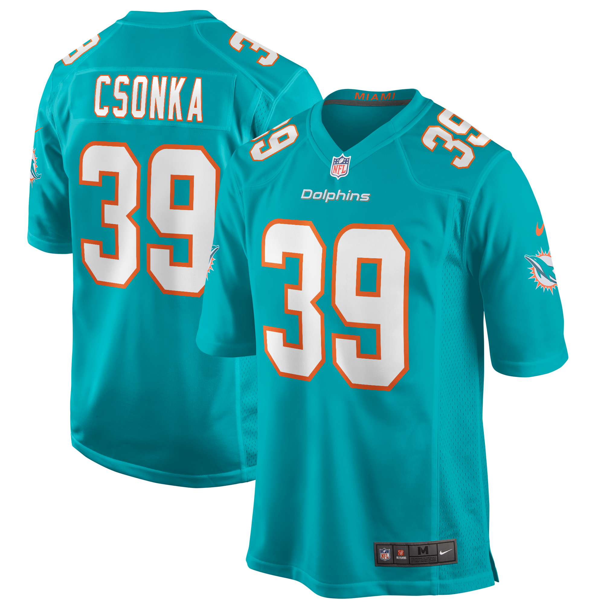 Larry Csonka Miami Dolphins Game Retired Player Jersey – Aqua