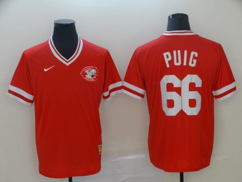 Cincinnati Reds Yasiel Puig #66 2020 MLB Red Orange Jersey