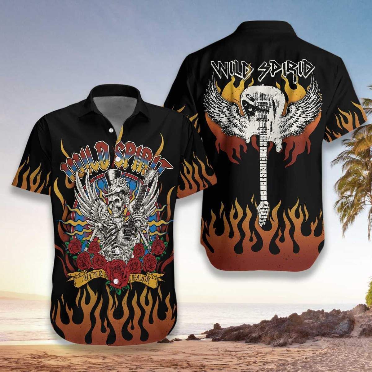 Skull Play Guitar Wild Spirit Hawaii Shirt For Men Women Adult Ha94055