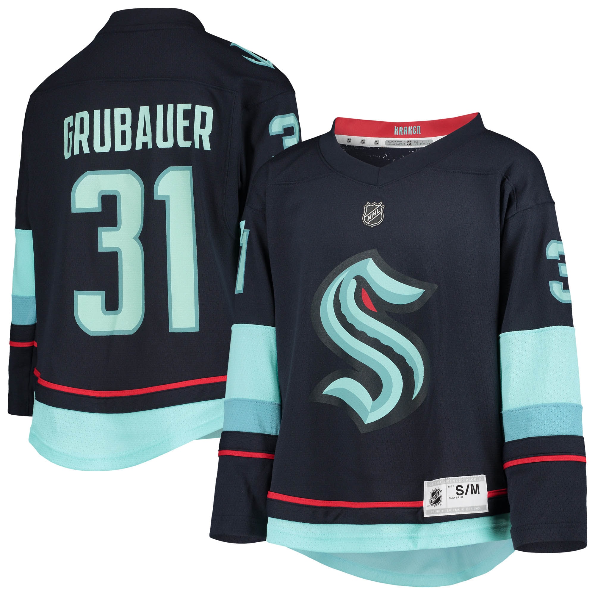 Philipp Grubauer Seattle Kraken Youth Home Replica Player Jersey – Deep Sea Blue