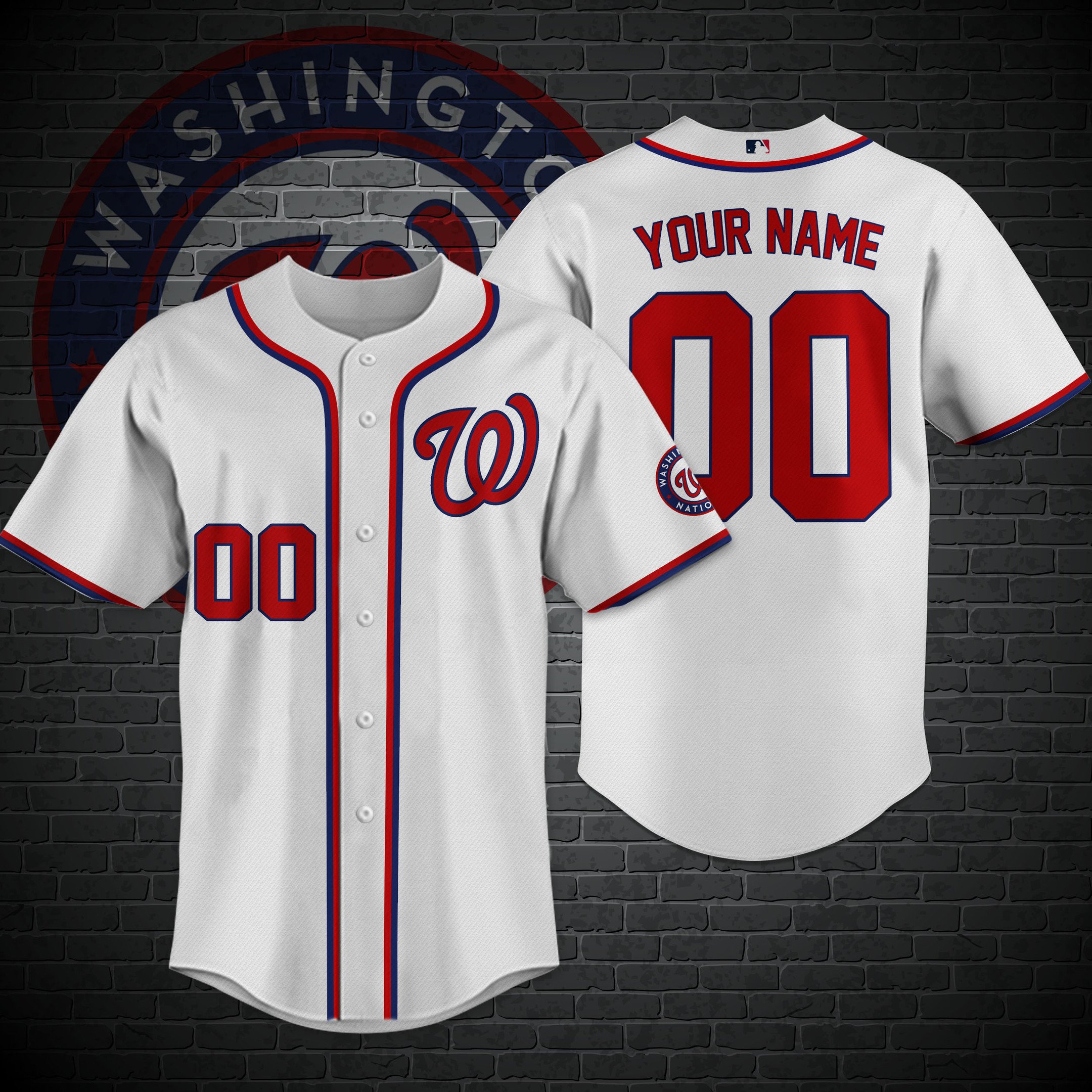 Washington Nationals Custom Name Baseball Shirt M-32339