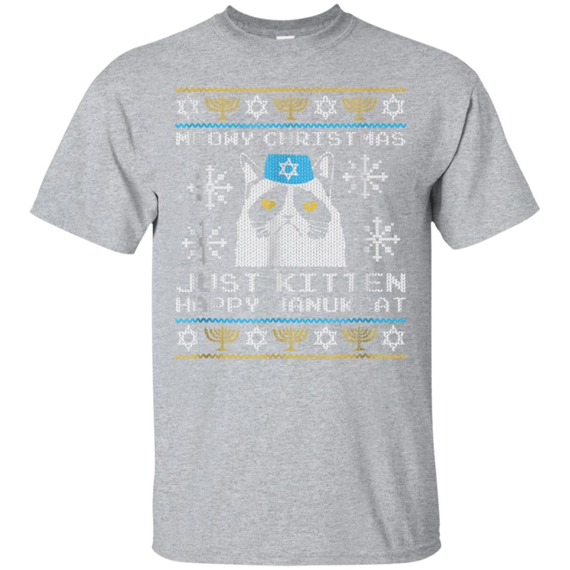 Ugly Christmas Hanukkah Shirt Happy Hanukcat Jewish Gift