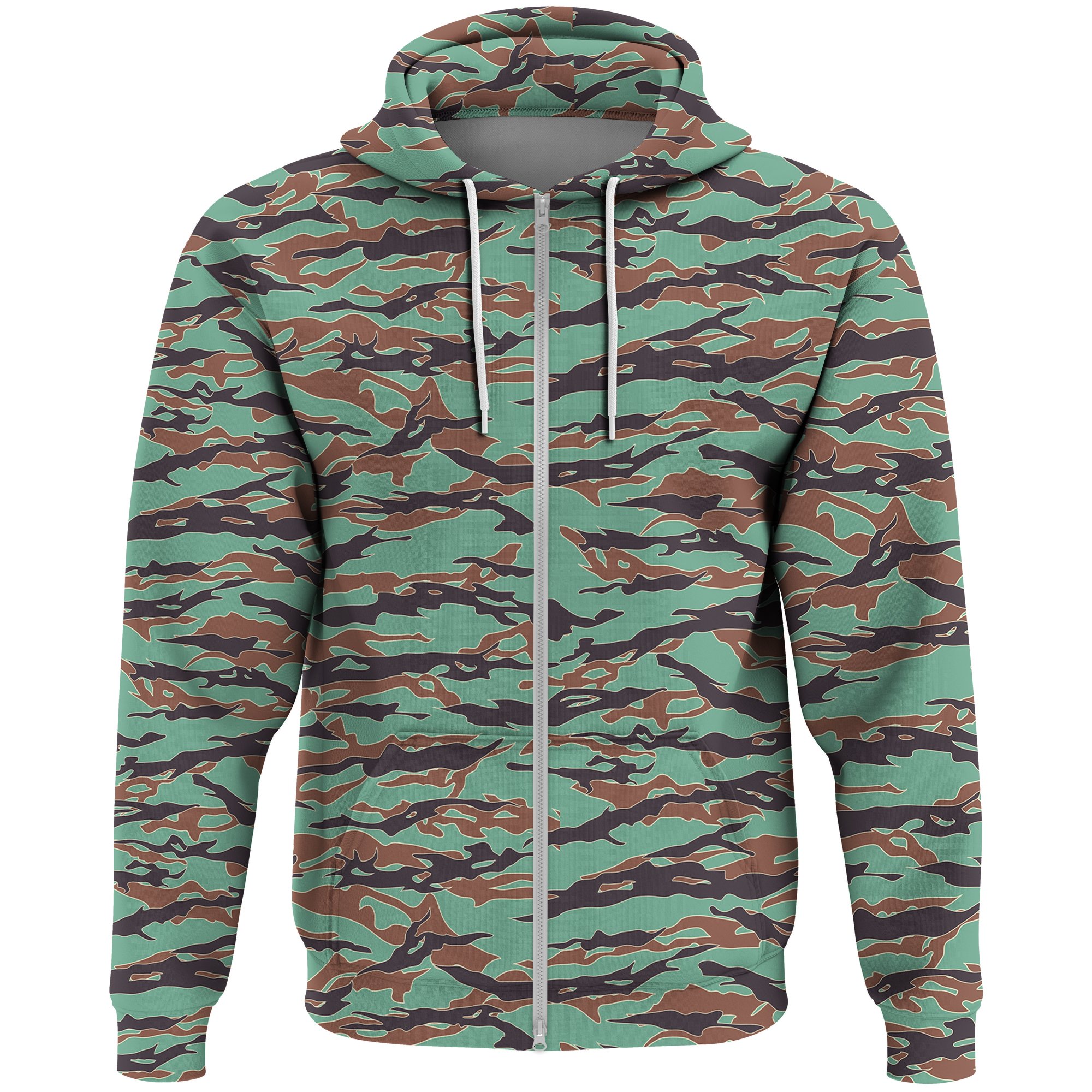 Army Guyana Tiger Stripe Camouflage Seamless Zip Hoodie A27 