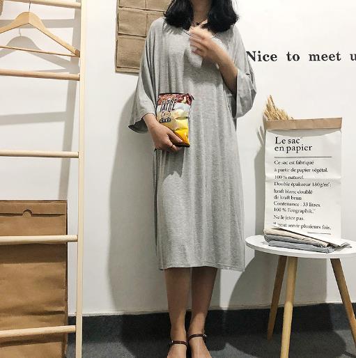 90 Kg Wear Loose Women’s Nightgowns Half Sleeve Spring Summer Dress Modal Cotton Nightshirt Fat Mm Lounge Homewear Nightdress alx