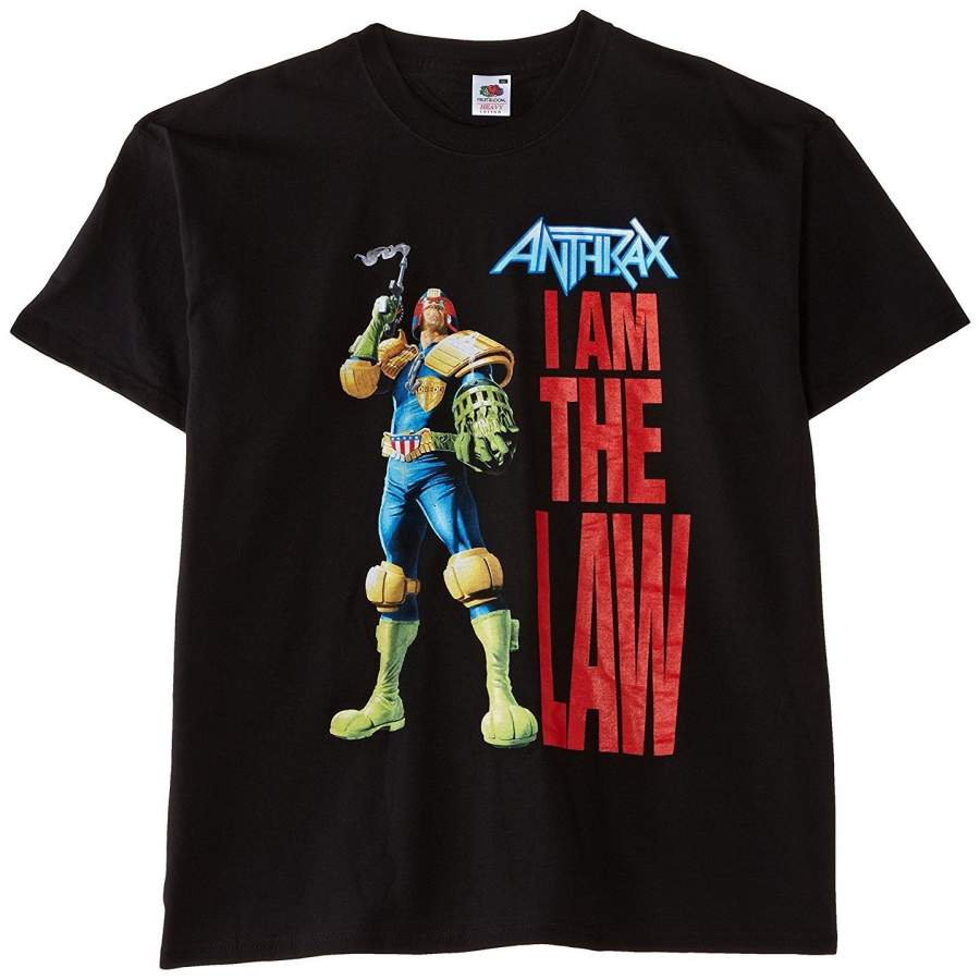 Anthrax Men’S I Am The Law T-Shirt Black Men’S Funny T-Shirt