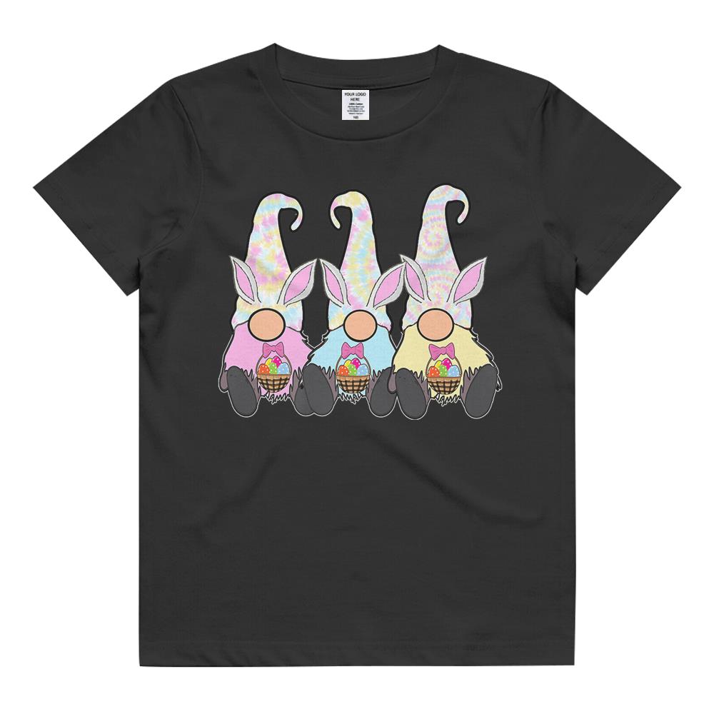 3 Hippie Easter Gnomes Pastel Tie Dye Hats Bunny Ears Kids T Shirt