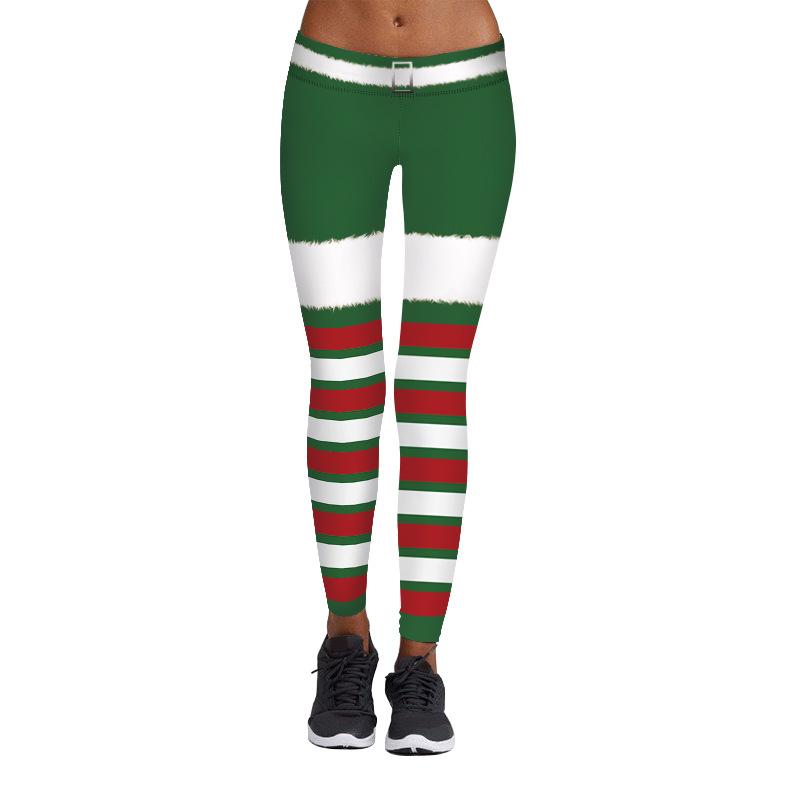 Christmas Leggings – Women 3D Xmas Theme Workout Stripe Legging