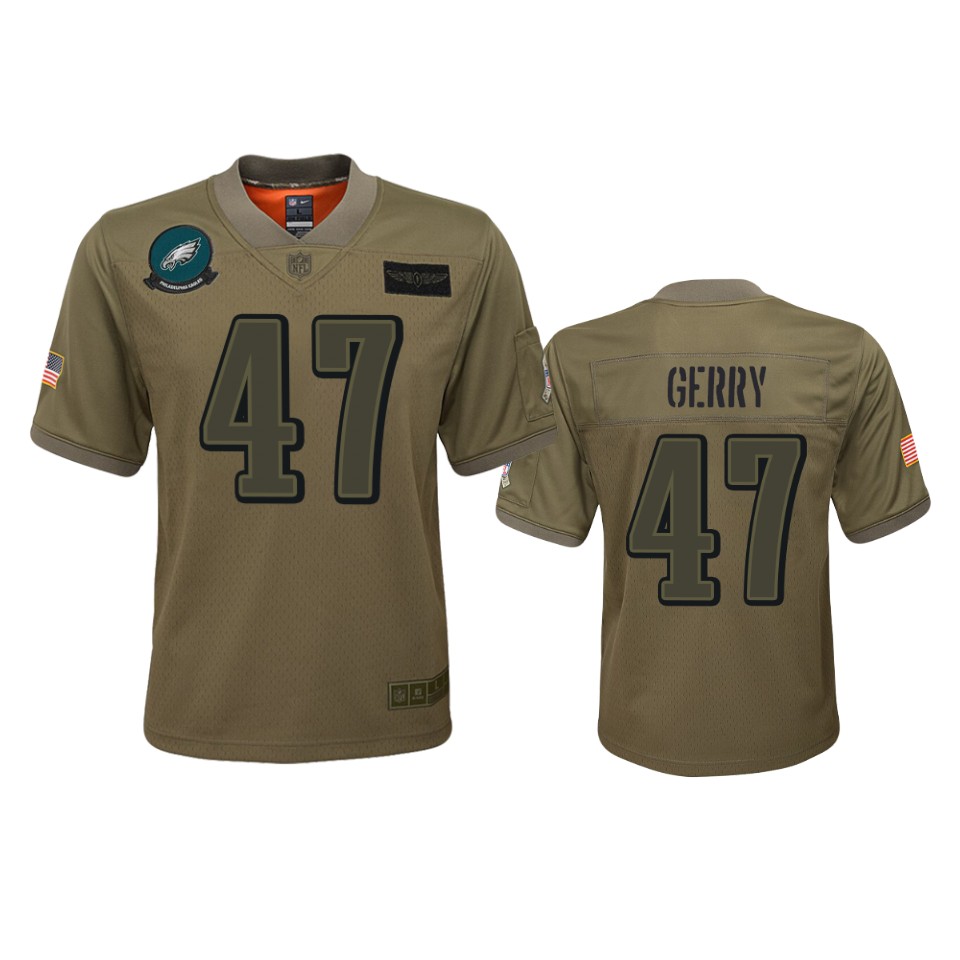 Youth Philadelphia Eagles Nathan Gerry Camo 2019 Salute To Service Game Jersey