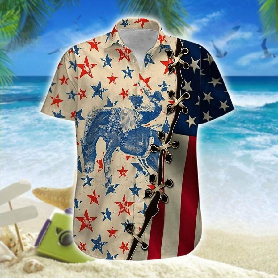 Hawaii Aloha Shirts America Bareback Bronc Ha56952