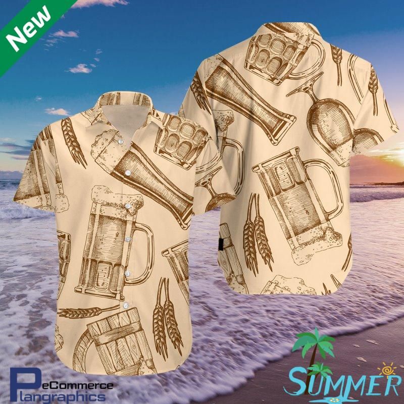 Beer Vintage Aloha Shirt 0410 Hawaiian Aloha Shirt Hawaiian Shorts Beach Short Shirt