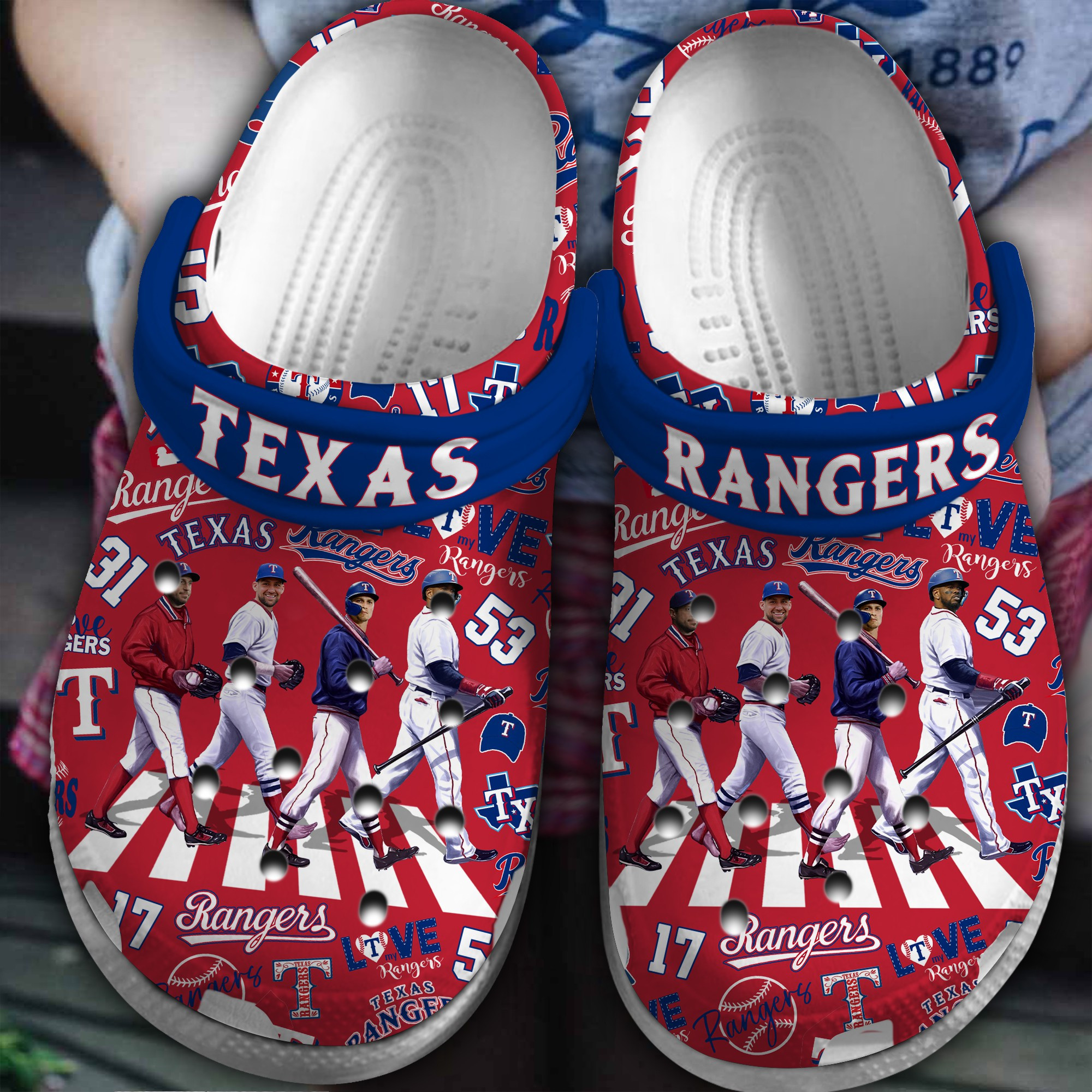 Texas Rangers MLB Sport Crocs Crocband Clogs Shoes Comfortable For Men Women and Kids