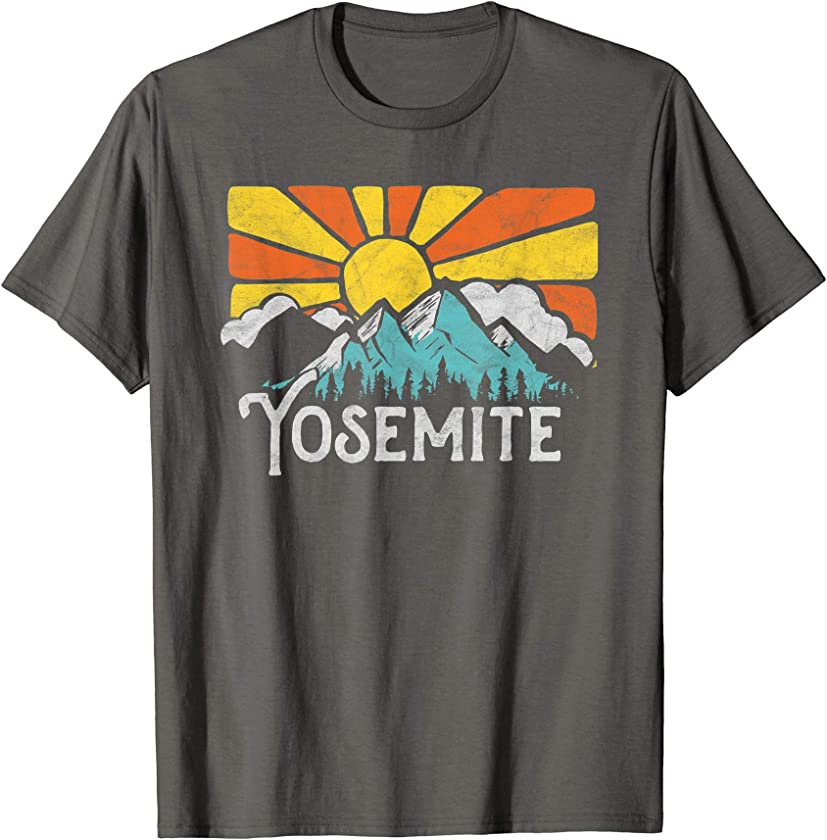 Yosemite Retro Mountains & Sun Eighties Style Vintage T-Shirt