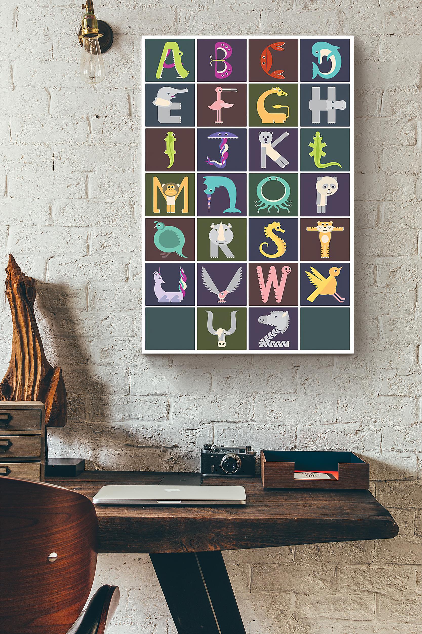 Alphabet Spelling Animals Styles Teacher Poster Wrapped Canvas