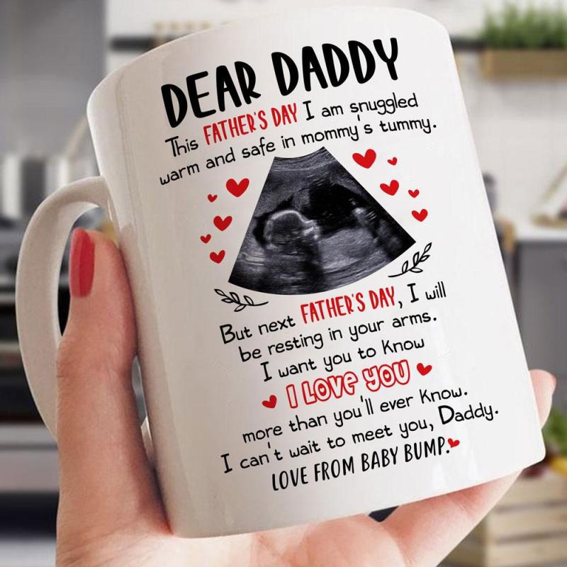 Personalized Ultrasound Photo Gift For Dad To Be Love From Baby Bump Mug