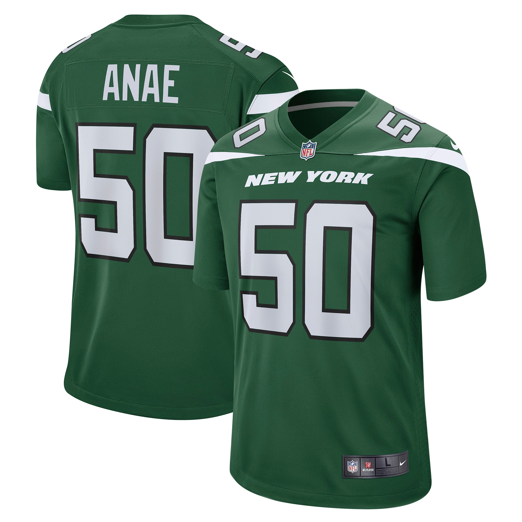 Men’s New York Jets Bradlee Anae Gotham Green Game Player Jersey