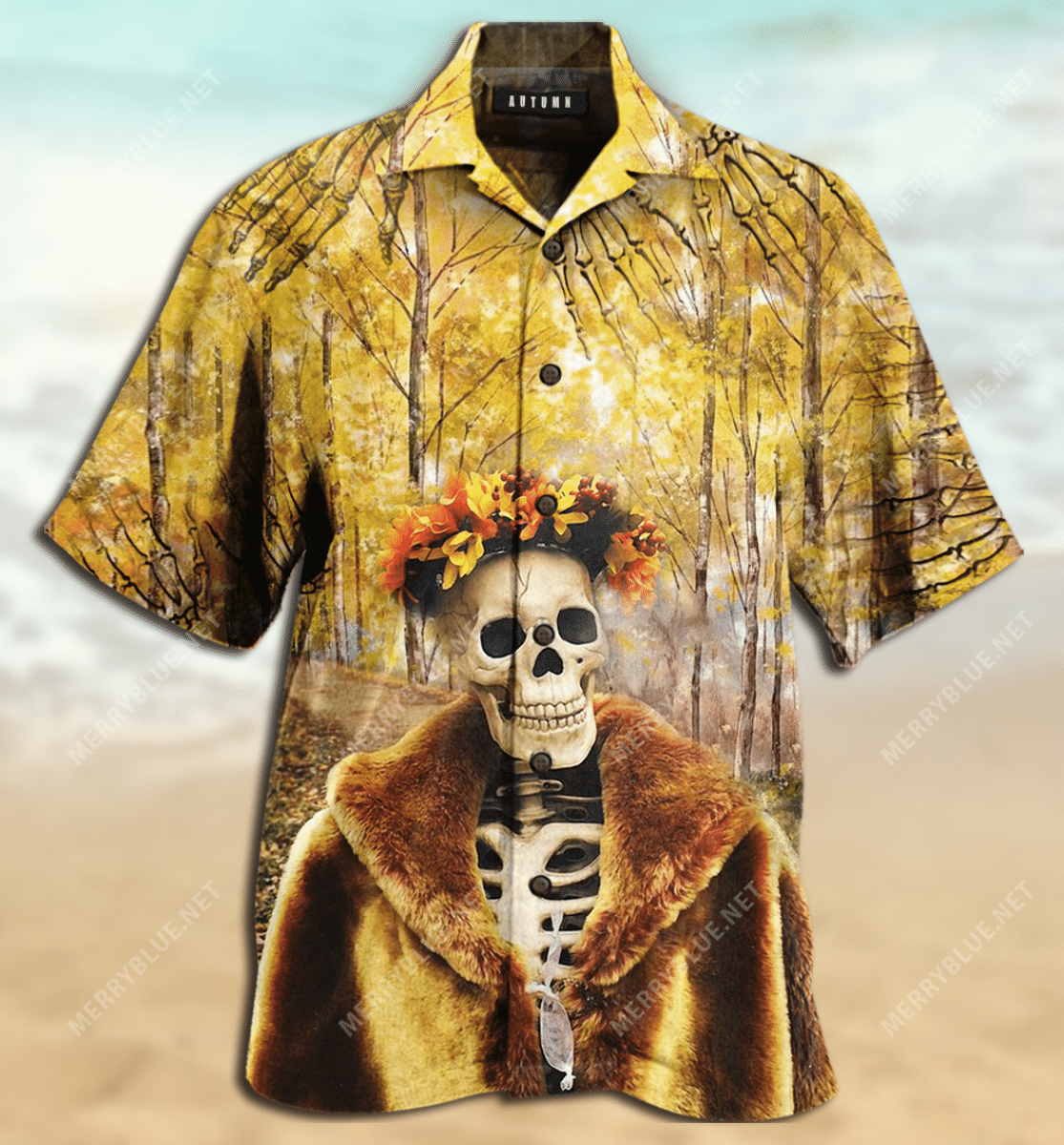 Amazing Skeleton In Autumn Unisex Hawaiian Shirt