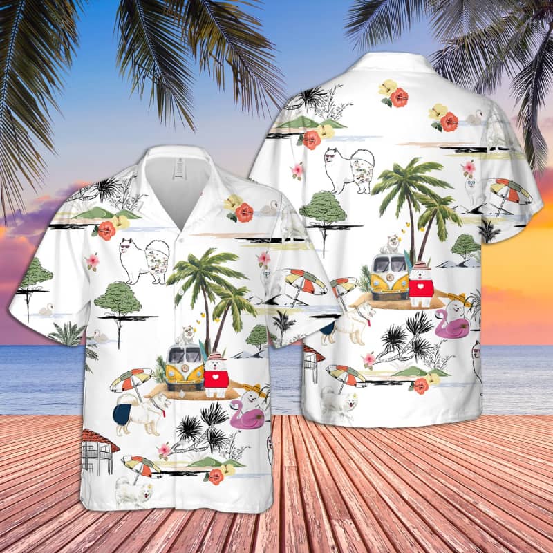 Unisex Samoyed Beach Hawaiian Shirt