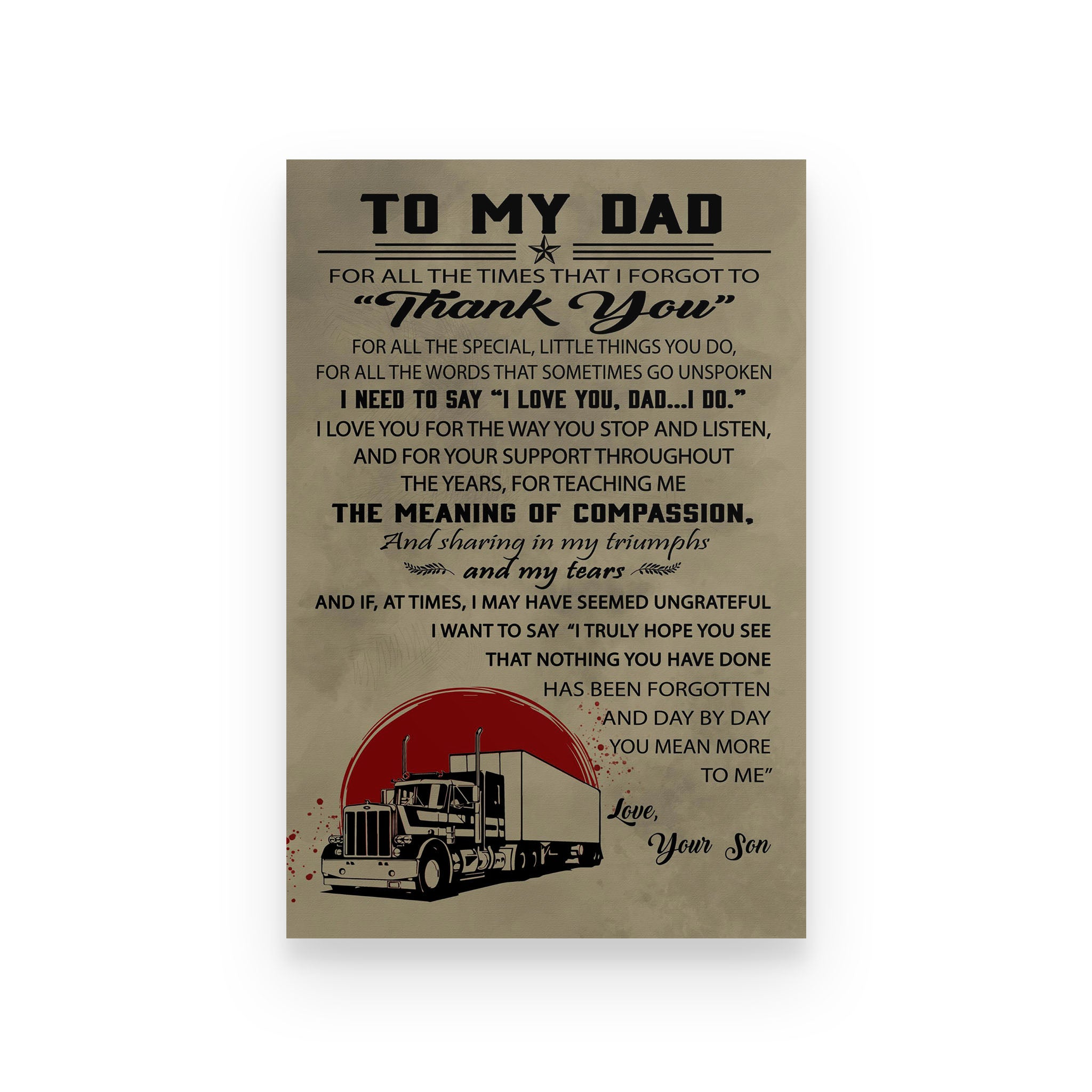 trucker poster son to dad for all the times that i forgot to thank you