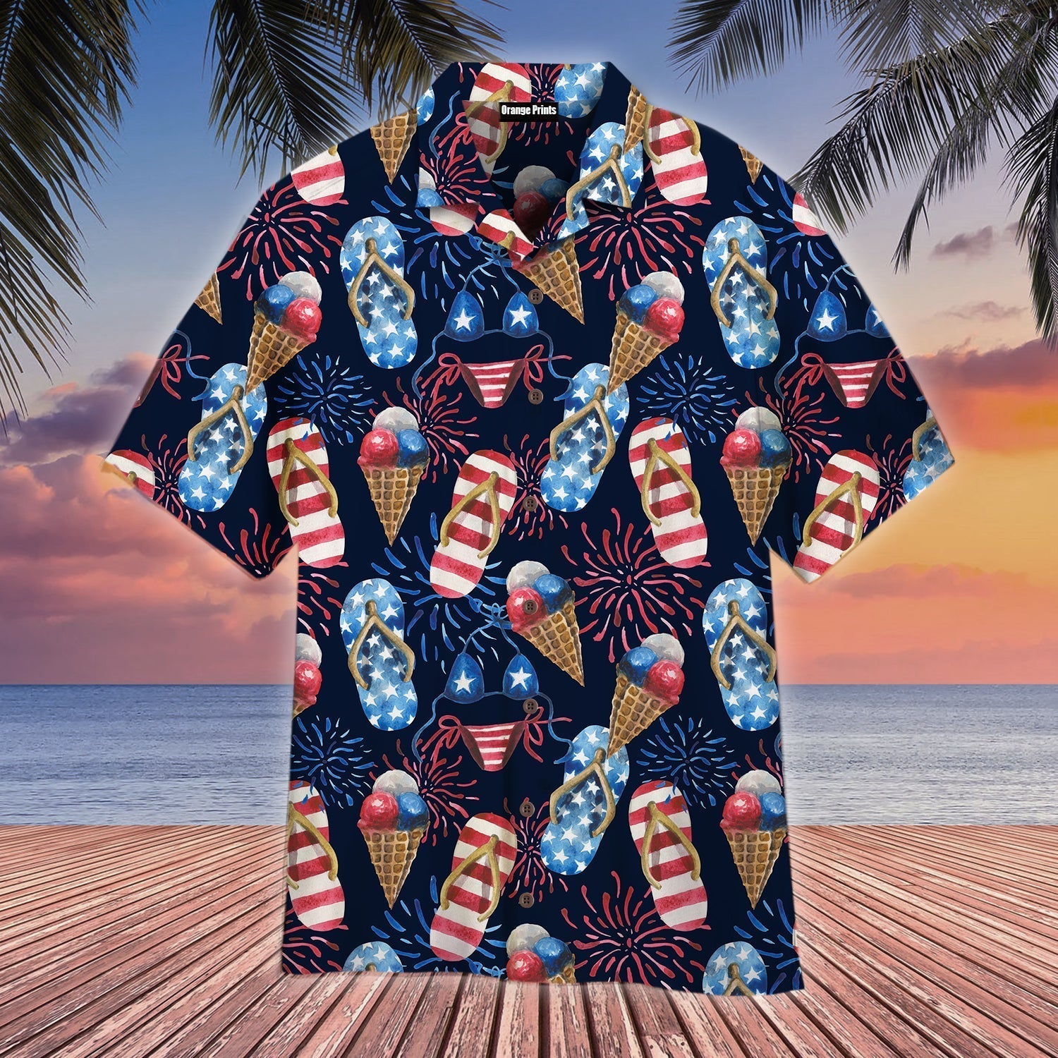 Of Day Beach Slippers Fireworks Aloha Hawaii Shirts For Men Women Ha1754