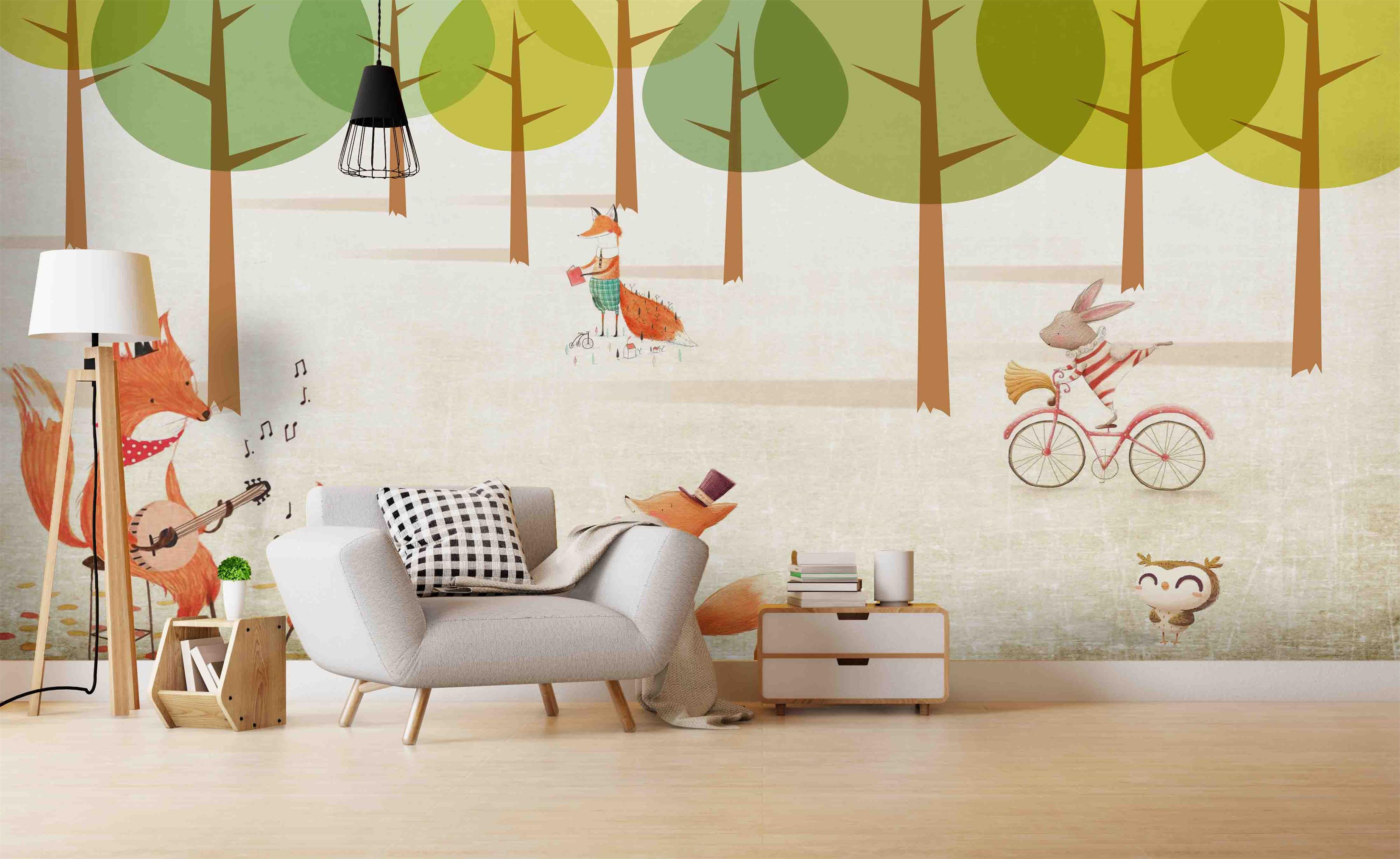 3D Cartoon Forest Rabbit Wall Mural Wallpaper 47