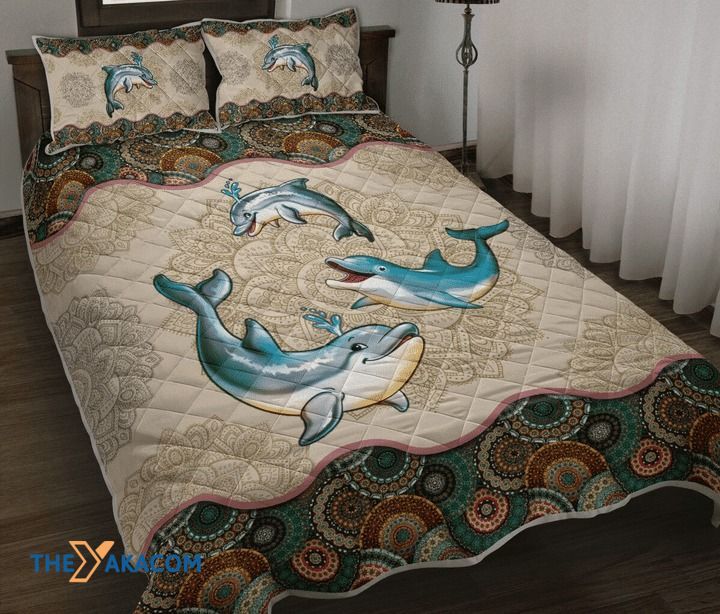 Dolphin Mandala Set Comforter Duvet Cover With Two Pillowcase Bedding Set