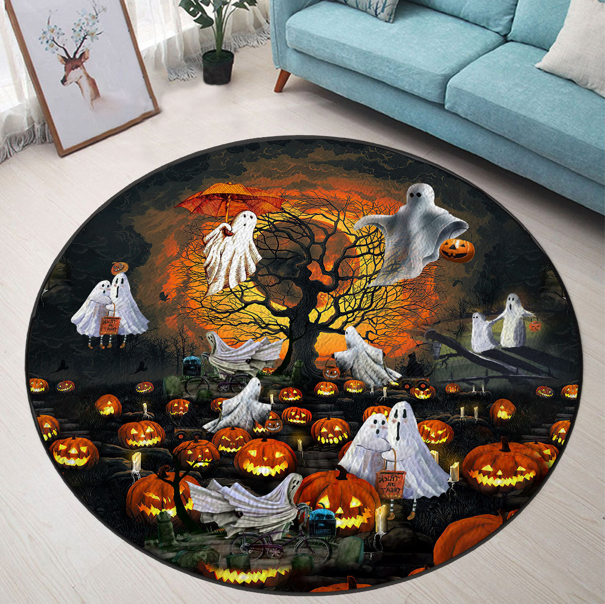 Themazicc Halloween Circle Rug