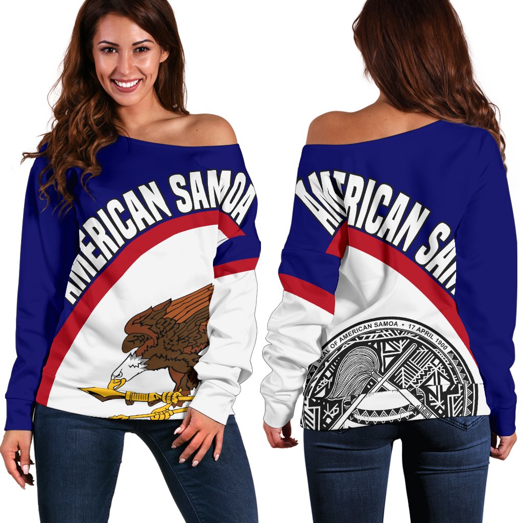 American Samoa Flag Seal Pattern Off Shoulder Sweater