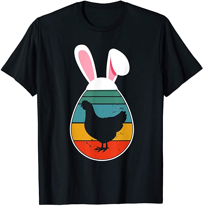 Vintage Retro Chicken In Easter Egg Bunny Chicken Lover T-Shirt