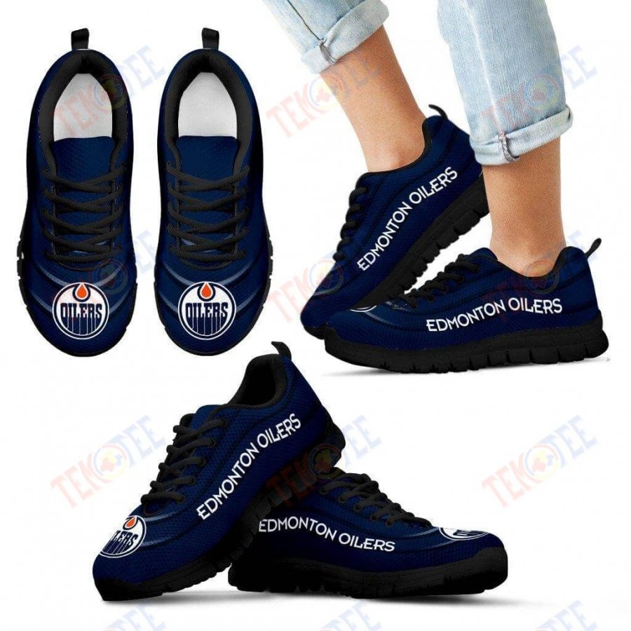 Mens Womens Edmonton Oilers Sneakers Wave Red Floating Pattern Running Shoes For Men Women TDT870