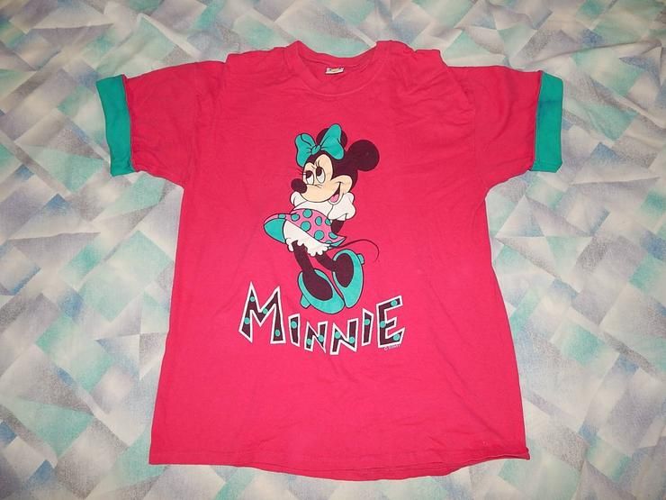 90S Layered Grunge Minnie Mouse Vintage Pink And Green Overd Shirt