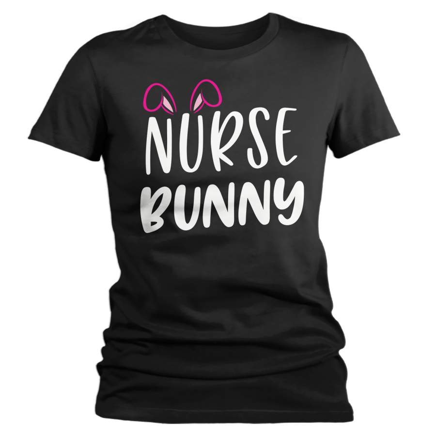 Women’s Easter Shirt Nurse Bunny T-Shirts Cute Nurses Bunny Ears Easter TShirt Easter Tee Nursing Shirt