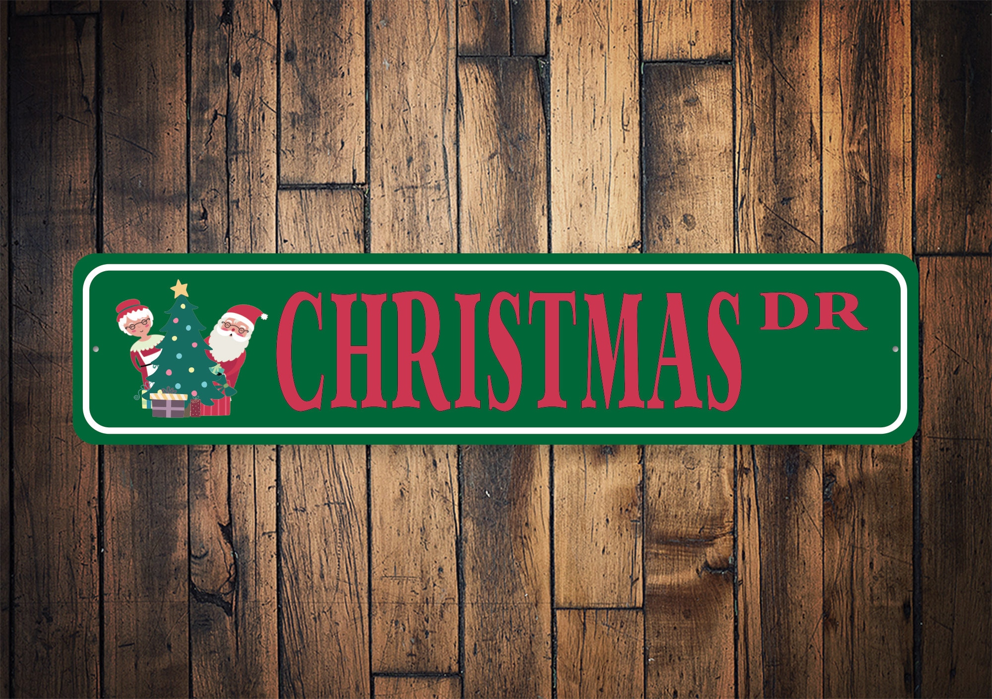 Christmas Drive, Christmas Street Sign, Christmas Decor, Mr And Mrs Clause, Santa Decor, Christmas Home Decor - Quality Aluminum Decoration