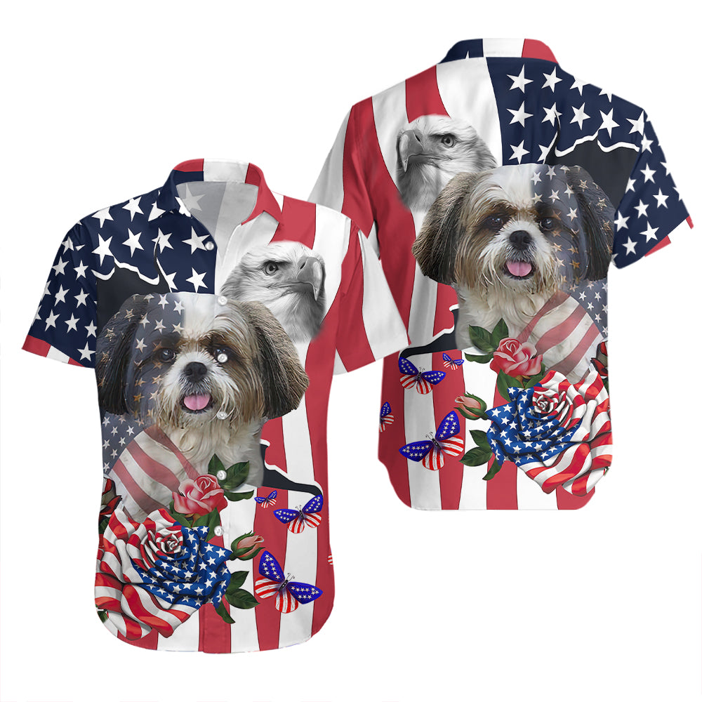 4Th Of July Cute Pet Shih Tzu Independence Day Hawaiian Shirt  | For Men & Women |  Wt5972