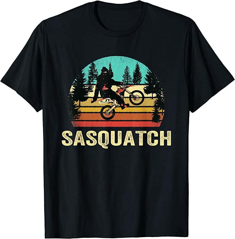 Vintage Sasquatch On Motorcycle Shirt Sunset