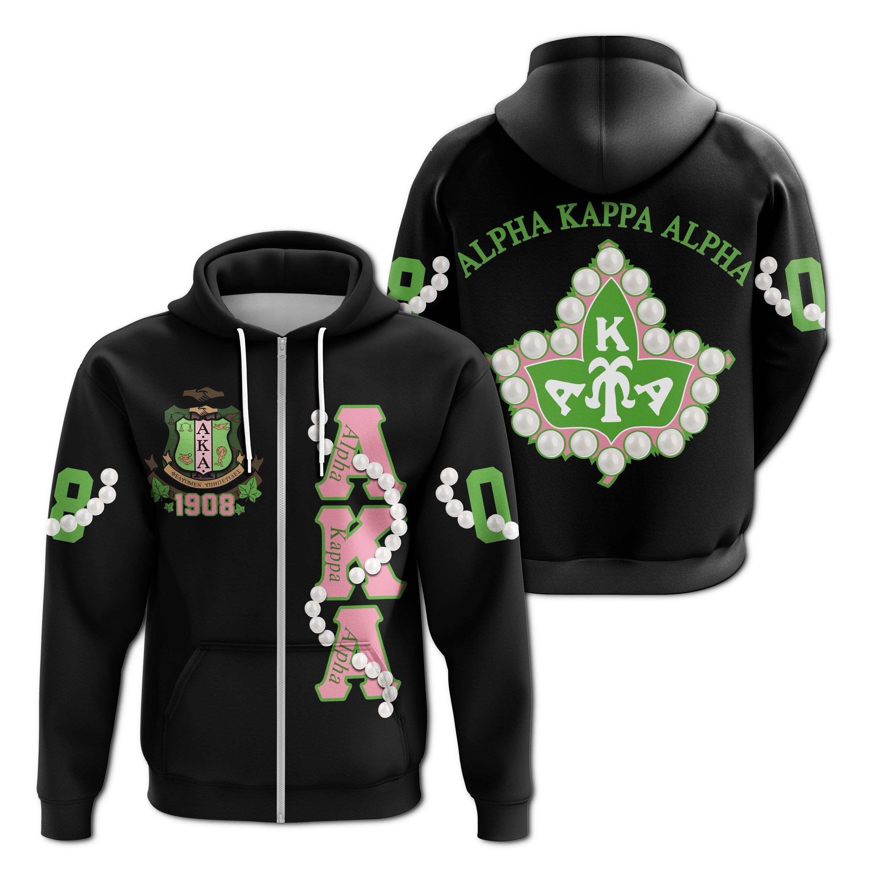 Greek Life Hoodie – Alpha Kappa Alpha Pearl Zip Hoodie