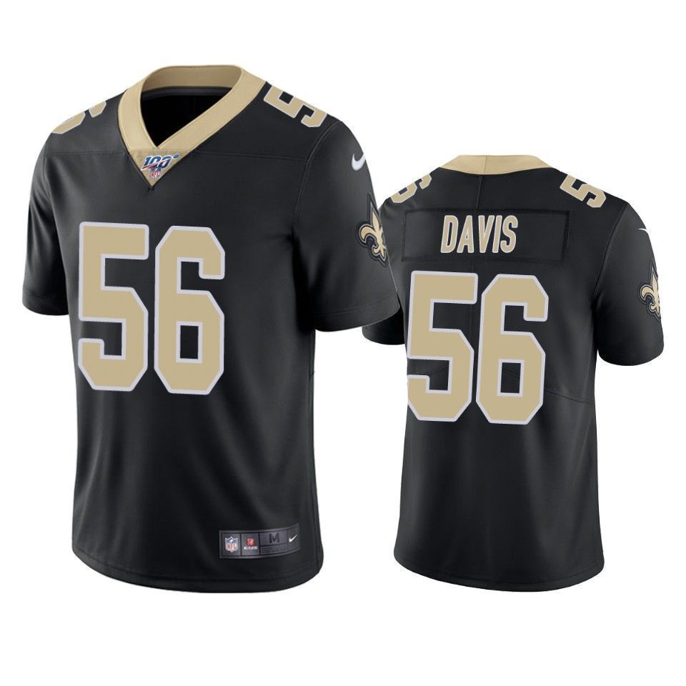 New Orleans Saints Demario Davis Black 100Th Season Vapor Limited 3D Jersey