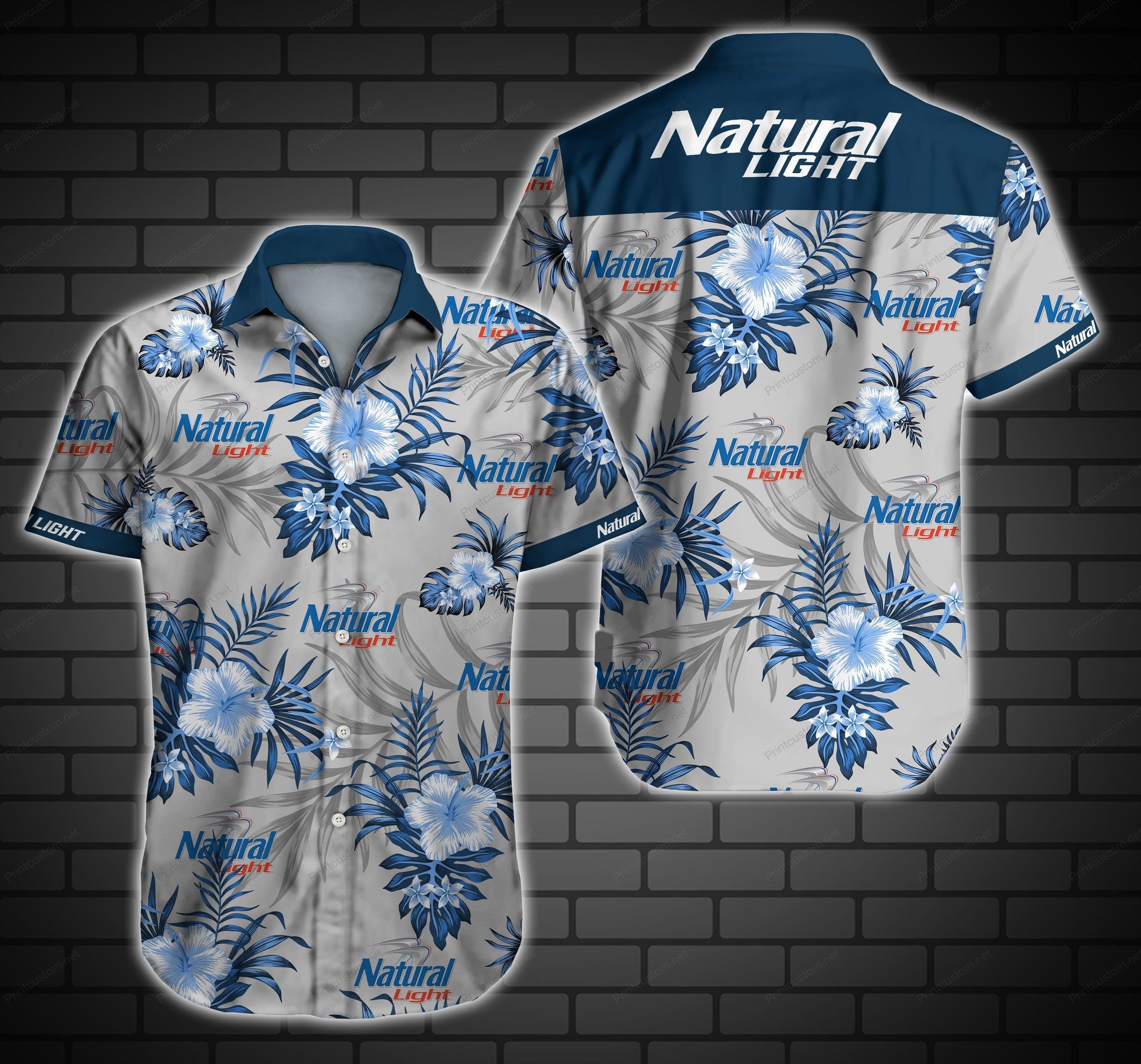 Natural Light Hawaiian Shirt Summer Button Up For Men Beach Wear Short Sleeve Hawaiian Ha64674