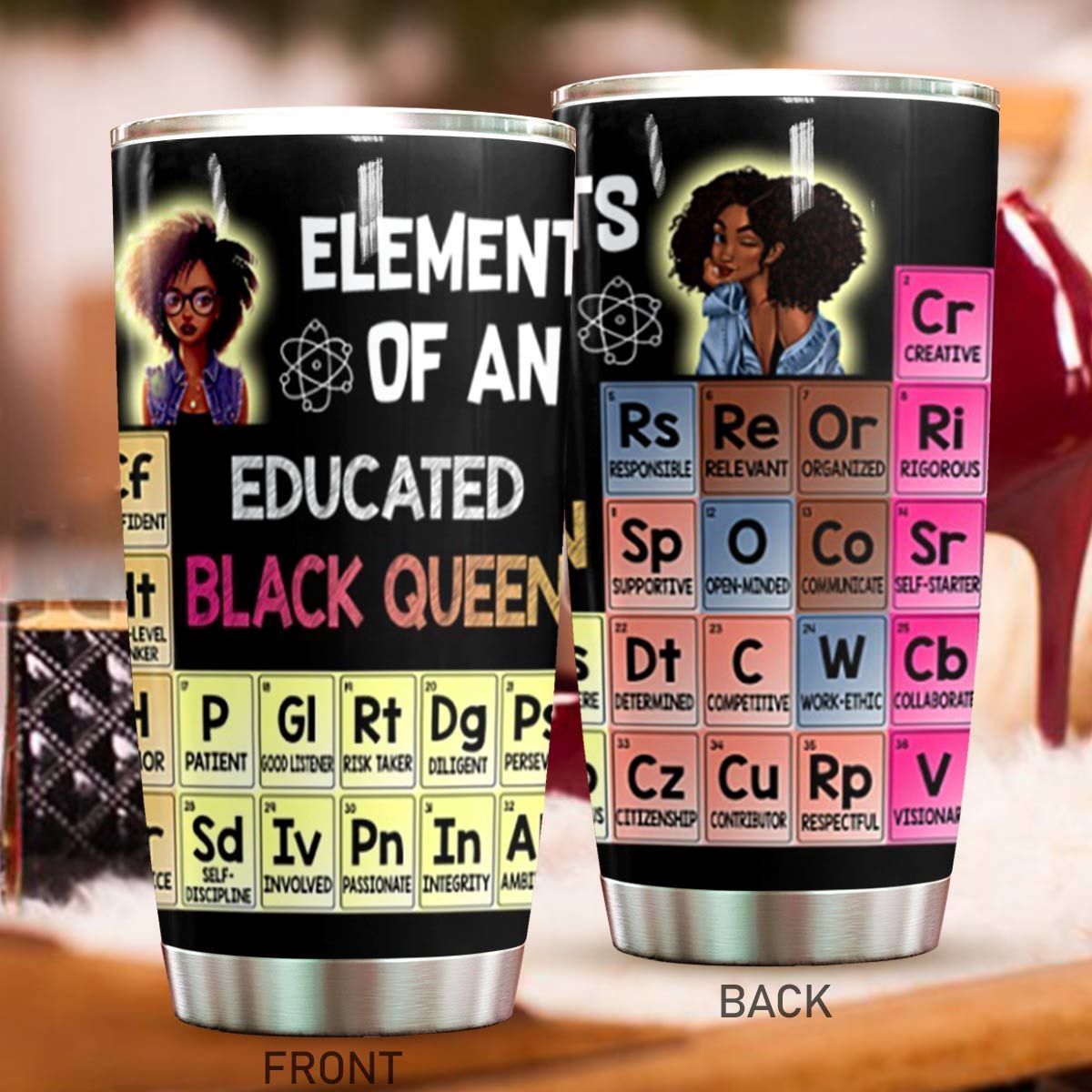 Element Of Educated Black Girl Stainless Steel Insulated Tumbler